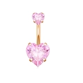 Piercing de nombril en or rose avec deux pierres de zircon rose en forme de cœur - Style Double Coeur