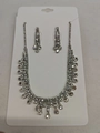 Set collana e orecchini a nappa in argento con strass lucidi da donna - Collana-Goccia d'Acqua d'Argento (Set da 2 Pezzi)