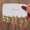 Gold Sphere Textured C-Shape Style (E0859-1)