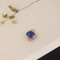 Macro shot of gold-plated royal blue round crystal connector for DIY jewelry making - 1 Piece / Royal Blue