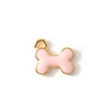 Pink enamel bone-shaped cartoon charm with gold plating for DIY jewelry making - Pink