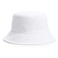 Classic white cotton bucket hat featuring a flat top design and premium fabric texture - White