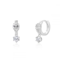 Detail view of S925 sterling silver drop earrings with clear cubic zirconia stones - Silver Teardrop Zirconia Stud (W80178-SS)