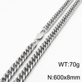 Collier gourmette en acier titane argenté 600x8mm avec fermoir mousqueton poids 70g - 8mm*600mm(KN232831-ZZ)