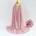 Pink pearl chiffon long scarf for women with soft bubble texture on a white background - Pink