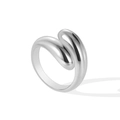 Bague goutte d'eau argentée minimaliste avec anneau ajustable et finition brillante polie - Ouvert Réglable / Argenté