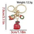 Cute Santa Claus sleigh keychain with Merry Christmas gift bag and wreath pendant - ER1798-Gift Bag Sleigh Santa Wreath 8-shape Keychain
