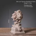 Vintage sandstone lion head sculpture with natural texture and 13cm height base - Mini Lion Ornament-Sandstone