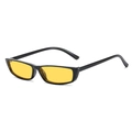 Retro rectangle narrow sunglasses with black frame and yellow lenses for Y2K style - Black Frame Yellow Lens