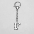 Silver alphabet F keychain pendant with lobster clasp for bags and accessories - Letter F