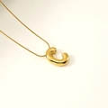 Minimalist golden snake chain necklace with a 3D balloon style C-letter pendant - Letter C(S-P062-C)