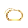 Gold-plated stainless steel ID bracelet featuring a classic thick curb chain and lobster clasp - 8mm / Gold