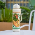 Gourde blanc crème avec un motif de dessin animé de chimpanzé et de banane - 700ml / Blanc-Gorille