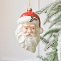 Sparkling Santa Claus ornament with silver glitter and holly detail for Christmas tree - 8.3*6.7*14cm