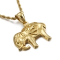 Collier avec pendentif éléphant doré 3D, détails en relief et chaîne torsadée fine - Pendentif Uniquement / Or (KP80894-Z)