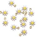 Goldene Edelstahl-Gänseblümchen-Anhänger mit weißer Emaille für DIY-Schmuckherstellung - 7*10mm / Weiß