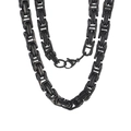 Classic black Byzantine chain necklace in titanium steel with spring clasp closure - 8mm / Bracelet 18CM / Black
