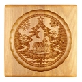 Engraved wooden cookie mold featuring festive Christmas tree and snowflake patterns - Moon Tree