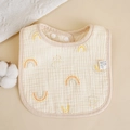 U-shaped six-layer cotton gauze baby bib with cute rainbow and cloud prints - Rainbow Rain