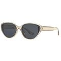 Fashionable cat-eye sunglasses with transparent champagne tea frame and grey lenses - Translucent Green Frame Grey Lens