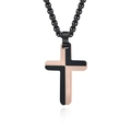 Collier avec pendentif croix bicolore noir et or rose en acier inoxydable chic - Pendentif Seul Couleur Or Rose