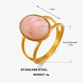 Golden stainless steel oval ring with pink marble inlay and 1.7cm inner diameter - Inner Diameter 1.7cm / Pink