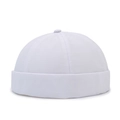 Minimalist white docker hat in breathable quick-dry fabric with rolled edge cuff - One Size(Adjustable) / White