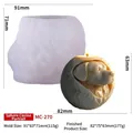 Spherical dog head silicone candle mold with finished craft model and sizing details - Spherical Dog Face MC-270