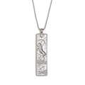 Silver Sagittarius zodiac pendant necklace with etched relief and ball chain - Sagittarius / Steel