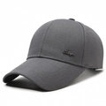 Dunkelgraue Baseballkappe mit langem Schirm und Style-Metalllogo für Herren - Verstellbar / Grau
