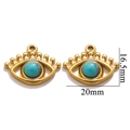 Golden evil eye charm with blue turquoise stone in 20mm size for jewelry making - Style D-Lapis Lazuli Blue