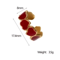 Detail showing ring dimensions 17.4mm inner diameter and 8mm red heart width - Adjustable Open / Red