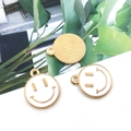DIY charm jewelry accessory with three round smiling face metal pendants in gold and white - Small 12x14mm / White