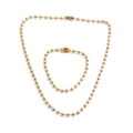Golden round bead chain necklace and bracelet set with polished finish on white background - Necklace & Bracelet Set