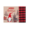 Set de table de Noël avec gnome 3D, motif à carreaux rouges et texte Merry Christmas - Set de table Style A (Carreaux)