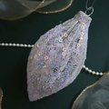 Teardrop Christmas ornament with white snow texture and colorful glitter stars - Vertical Stripe Large Glitter Glass Teardrop Ball 13CM
