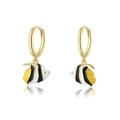 S925 sterling silver drop oil fish earrings with vibrant yellow and black striped enamel - 18K Gold [Fish] / 925 Silver