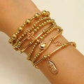 Gold layered bracelet set featuring cross, heart, and Virgin Mary pendants for men and women - KC Gold (X259)