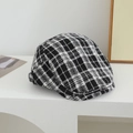 Detalle del tejido de lana con estampado de pata de gallo en boina para niños - 52cm (2-5 Años) / Cuadros Grandes - Negro