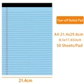 Blue A4 American legal pad with 50 sheets and easy-tear black head binding - A4 / Blue