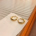 Elegant gold-plated U-shaped hoop earrings with a high-polished minimalist metal finish - A1430 Gold Polished C-Hoop