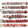 Red theme DIY jewelry charm set with crystal beads and leopard pattern glass beads - Red Series - 40Pcs