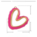 Detailed dimension guide for pink enamel heart pendant made of gold stainless steel - YE264-Pink Heart Irregular Border