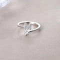 Adjustable S925 sterling silver ring featuring a micro-paved letter M and a single zircon - Letter M