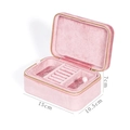 Pink velvet kids jewelry storage box with ring slots and portable dual layer design - Milkshake Pink