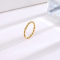 Minimalist double layer twisted rope ring for women in polished 18K gold plated finish - US 8 / Single Fine Twisted (JZ0268J-8)
