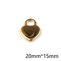 Detailed view of a golden polished heart lock pendant with 20mm x 15mm dimensions - P00087G-Large Heart Padlock Pendant