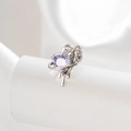 Zilveren strik-hart oorknopje met paarse zirkoon en lavadruppeldetail voor kraakbeenpiercing - Blauw en Paars