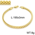Bracelet chaîne tressée en acier titane doré avec fermoir mousqueton 195x3mm 8g - Style Or 195mmx3mm (KB139956-K)
