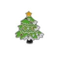 Festive green enamel Christmas tree brooch pin with colorful polka dots and a yellow star - C1852-2-Polka Dot Tree